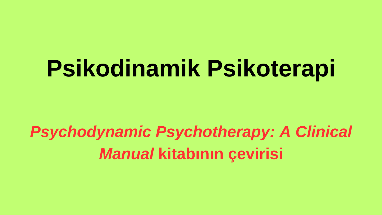Psikodinamik Psikoterapi (Kitap)